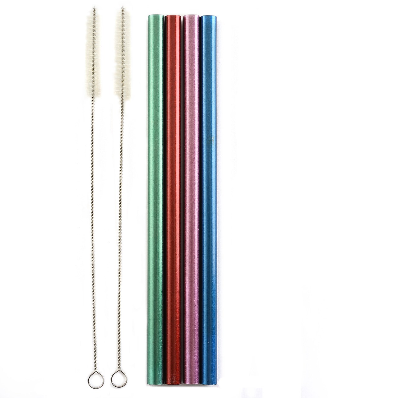 Norpro 8.625-Inch Metallic Smoothie Drinking Straws with Cleaning Brushes, Set of 4